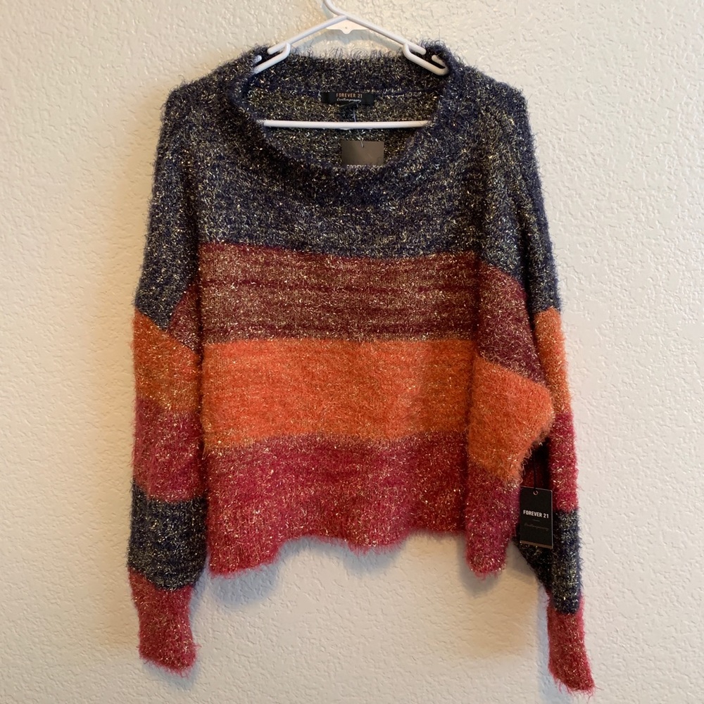 F21 metallic color block oversized sweater NWT